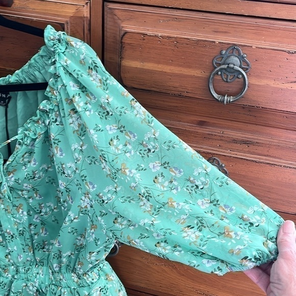 NWT J.NNA Women’s Light green And Coral Floral Dress, Size Medium. - Picture 6 of 8